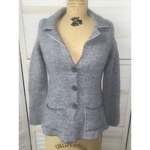 Cocogio Cardigan Sweater Coat Tweed Acrylic Wool Blend Buttons Collared Sz Small - Picture 1 of 8